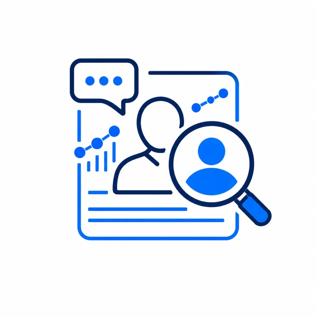 Audience research and search intent icon for content marketing planning