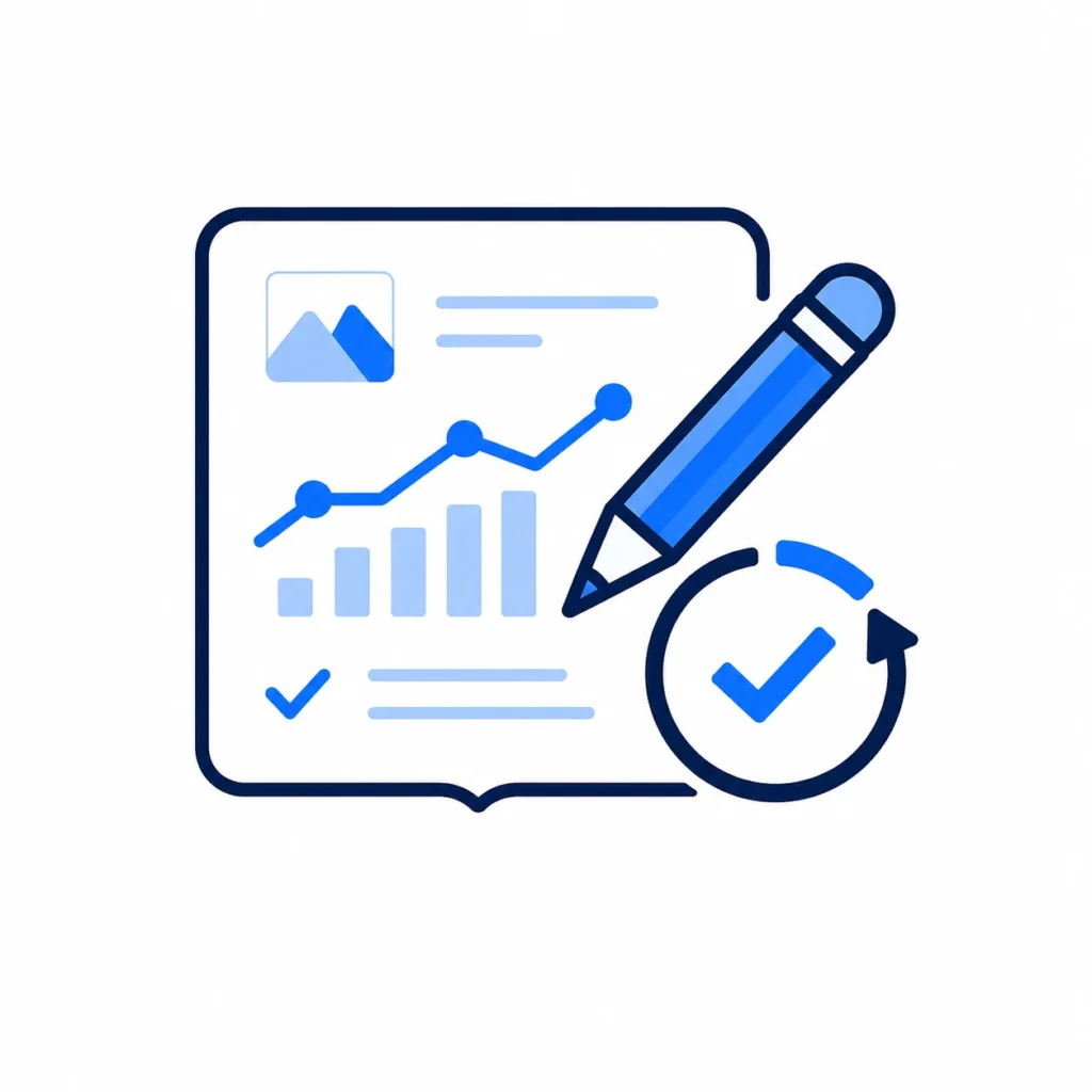 Content writing and editing icon for creating clear and purposeful content