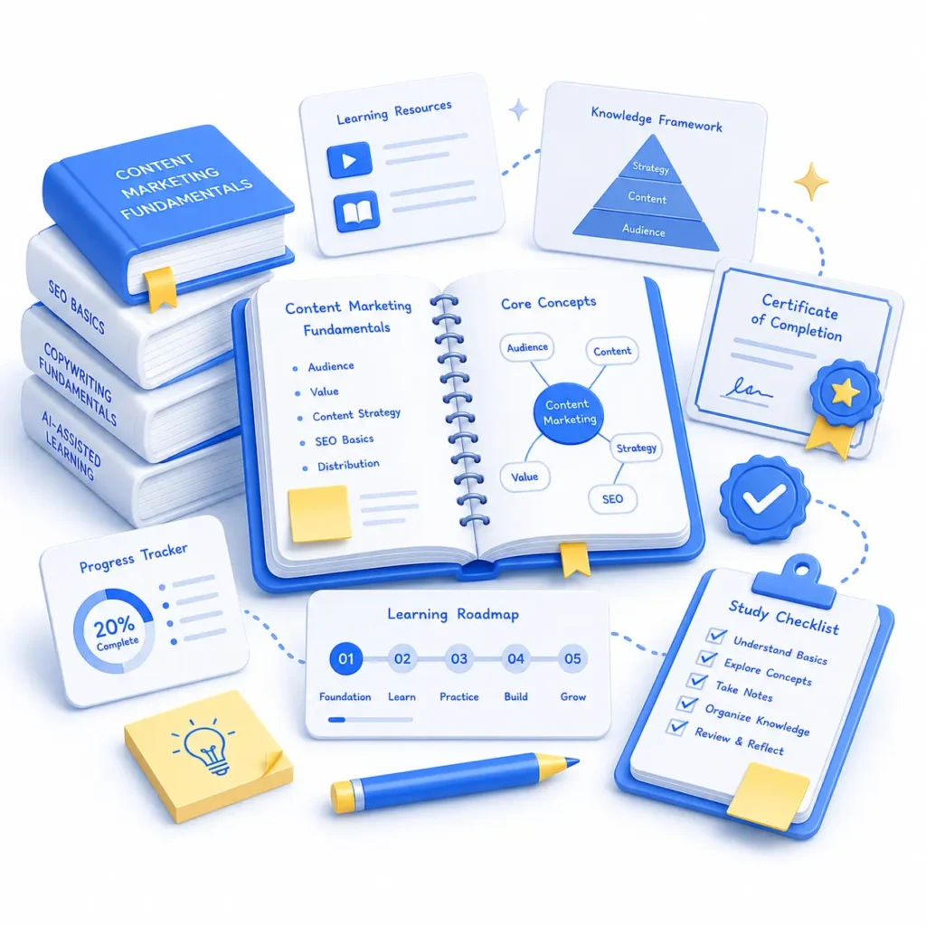 Illustration representing continuous learning and content marketing skill development