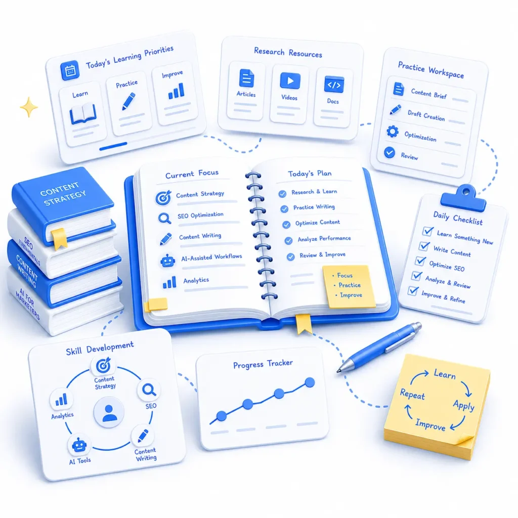 Illustration of practical content marketing execution and structured workflows