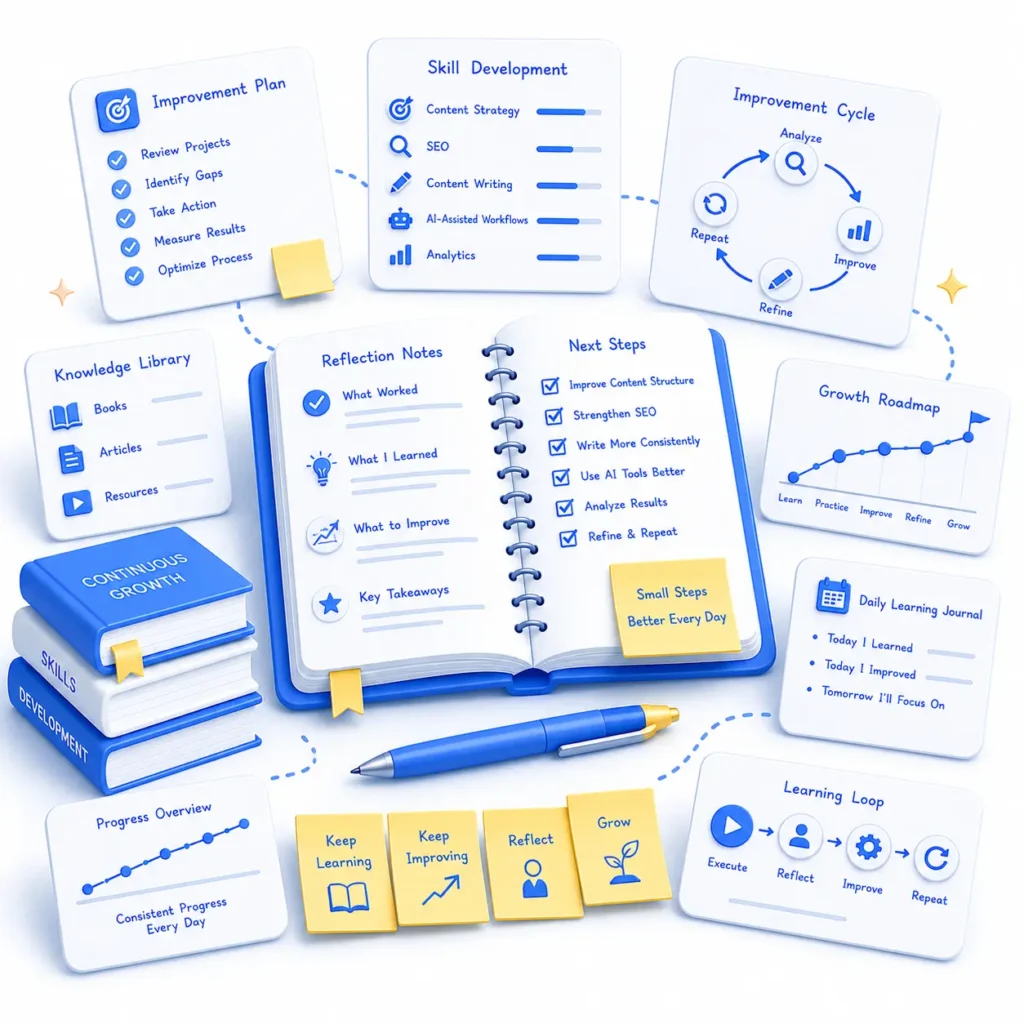 Illustration of practical content marketing skills and performance tracking