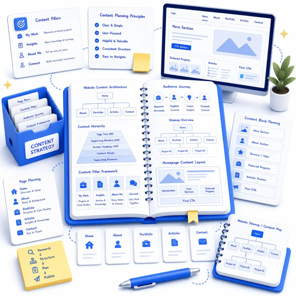 Illustration representing website content strategy and planning